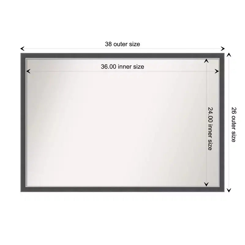 Specchio da parete sottile per bagno Eva 38" x 26", nero, cornice in polistirene, montaggio a parete