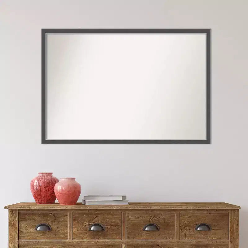 Specchio da parete sottile per bagno Eva 38" x 26", nero, cornice in polistirene, montaggio a parete