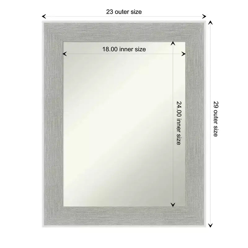Specchio da parete Glam Linen Gray 23" x 29", non smussato