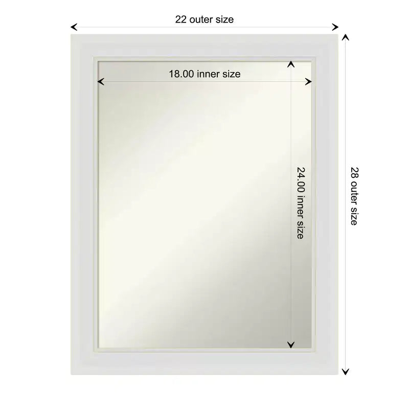 Specchio da parete stretto Flair Soft White da 56 x 71 cm, rettangolare moderno, include ferramenta di montaggio
