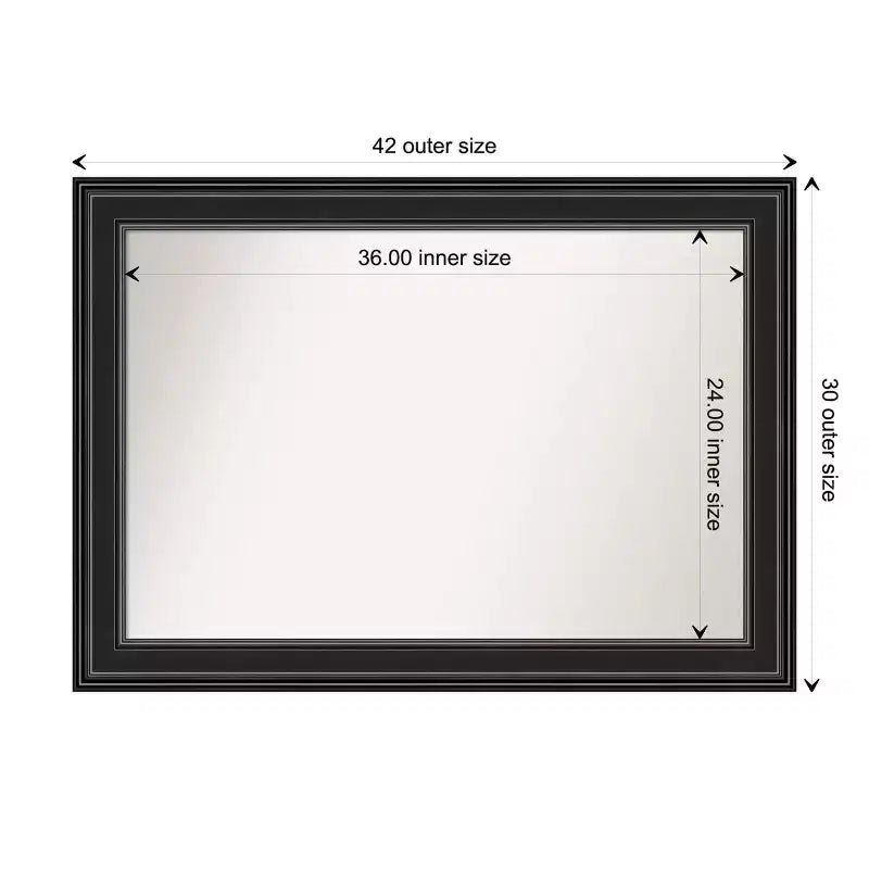 Specchio da parete Ridge nero 42" x 30", non smussato