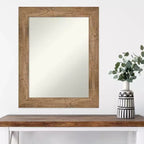 Specchio da parete a forma di gufo in legno marrone 24" x 30", rettangolare moderno, include hardware di montaggio