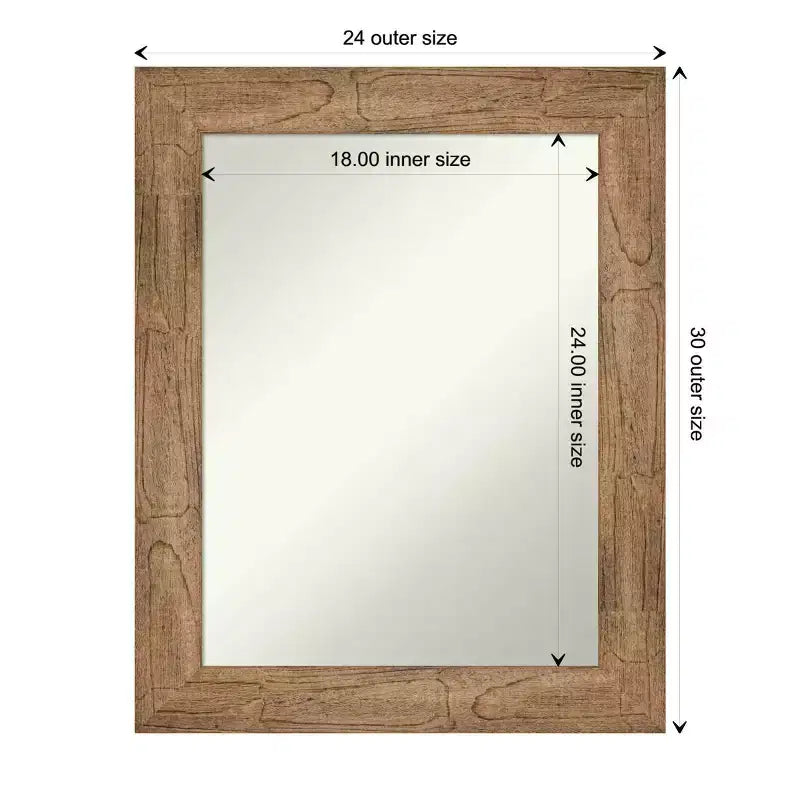 Specchio da parete a forma di gufo in legno marrone 24" x 30", rettangolare moderno, include hardware di montaggio