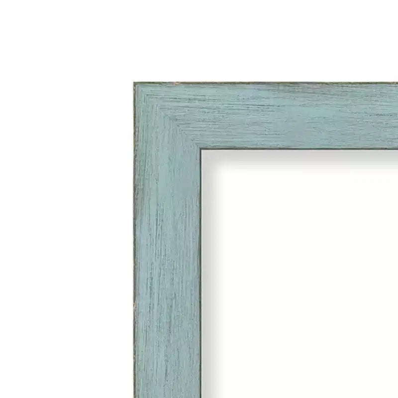 Specchio da parete rettangolare rustico in legno azzurro cielo, 102 x 74 cm, hardware di montaggio incluso