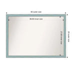 Specchio da parete rettangolare rustico in legno azzurro cielo, 102 x 74 cm, hardware di montaggio incluso