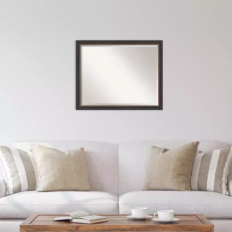 Specchio da parete in legno nero Ashton smussato 31" x 25" - Amanti Art: Stile moderno, Nessun assemblaggio, Hardware di montaggio incluso