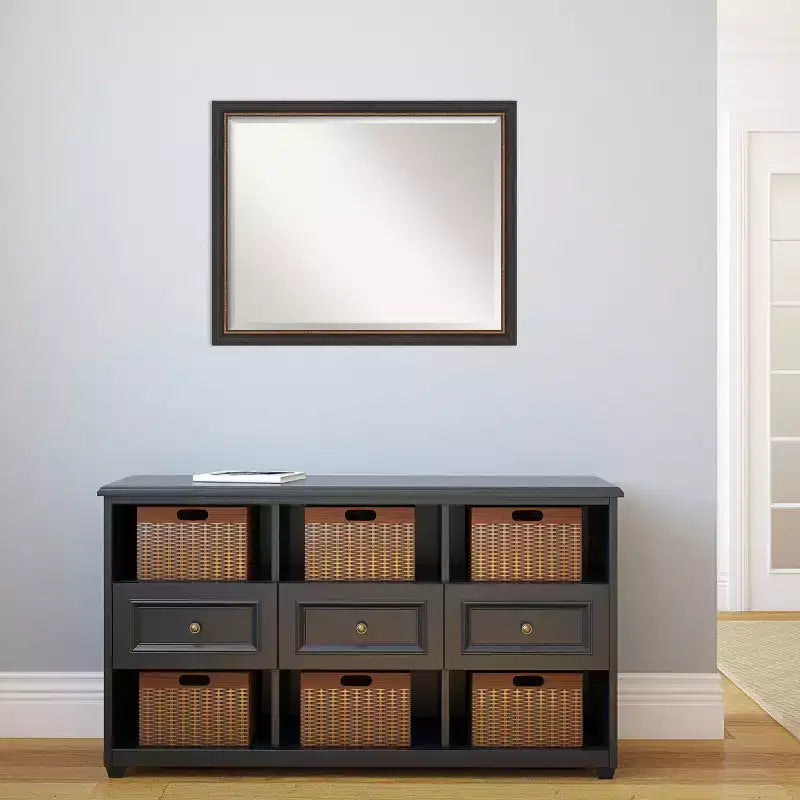Specchio da parete in legno nero Ashton smussato 31" x 25" - Amanti Art: Stile moderno, Nessun assemblaggio, Hardware di montaggio incluso