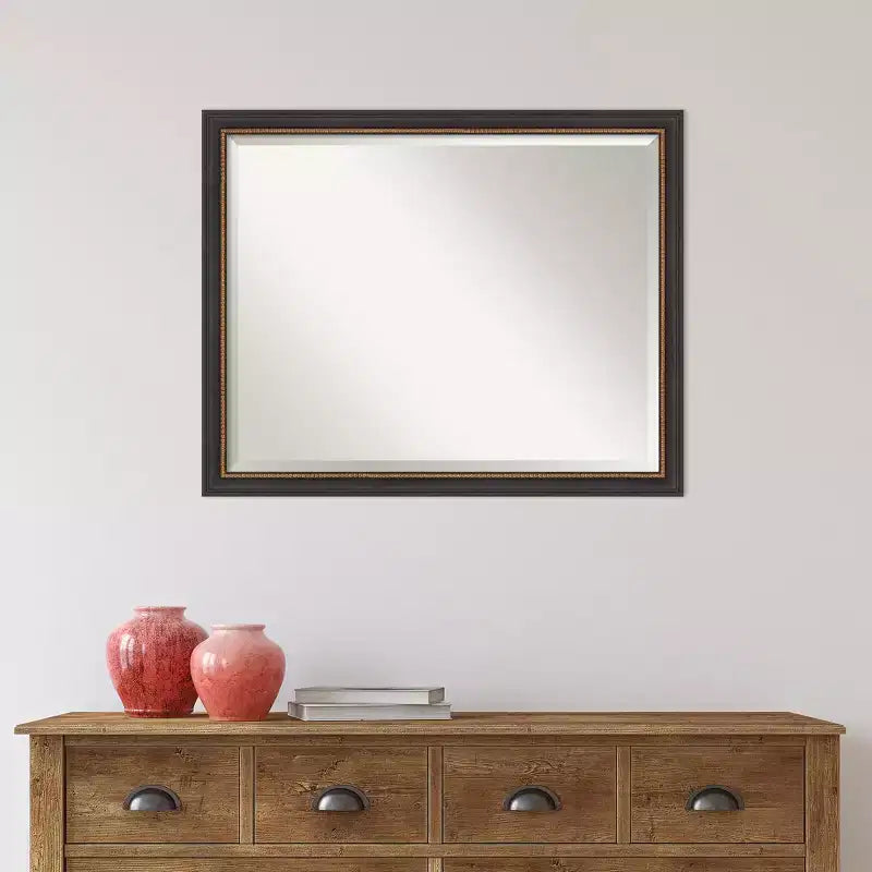 Specchio da parete in legno nero Ashton smussato 31" x 25" - Amanti Art: Stile moderno, Nessun assemblaggio, Hardware di montaggio incluso