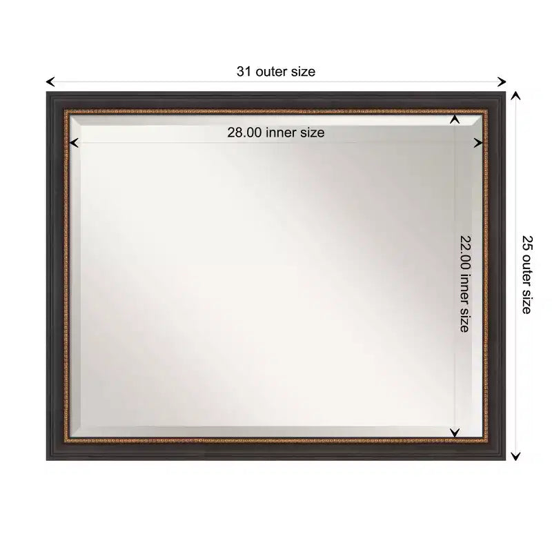 Specchio da parete in legno nero Ashton smussato 31" x 25" - Amanti Art: Stile moderno, Nessun assemblaggio, Hardware di montaggio incluso