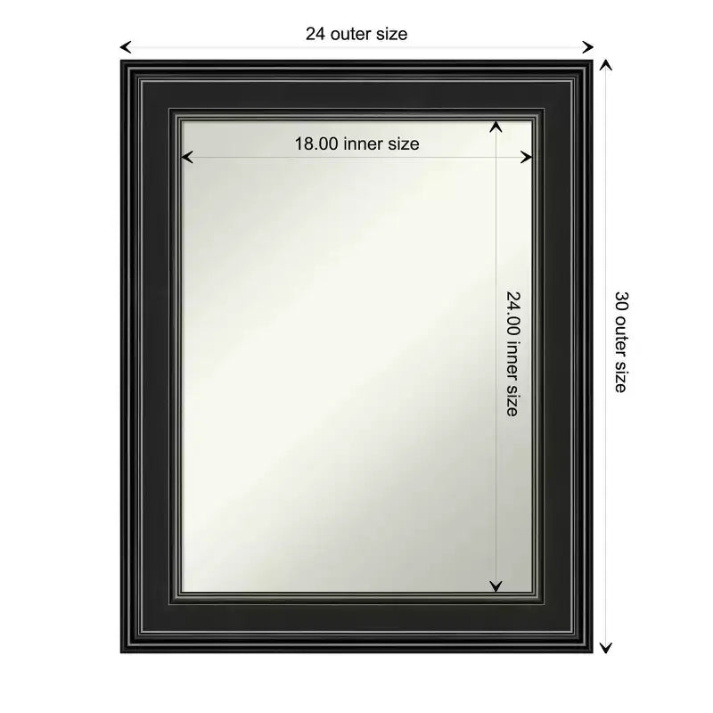 Specchio da parete nero Non-Beveled Ridge 24" x 30" - Amanti Art