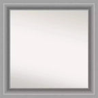 32" x 32" Non-Beveled Peak Polished Nickel Bathroom Wall Mirror - Amanti Art: Modern Square Vanity, Includes Mount Hardware