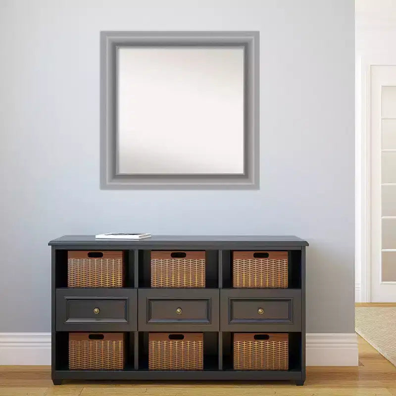 Specchio da parete gufo marrone in legno 34" x 28", rettangolare moderno, include hardware per il montaggio