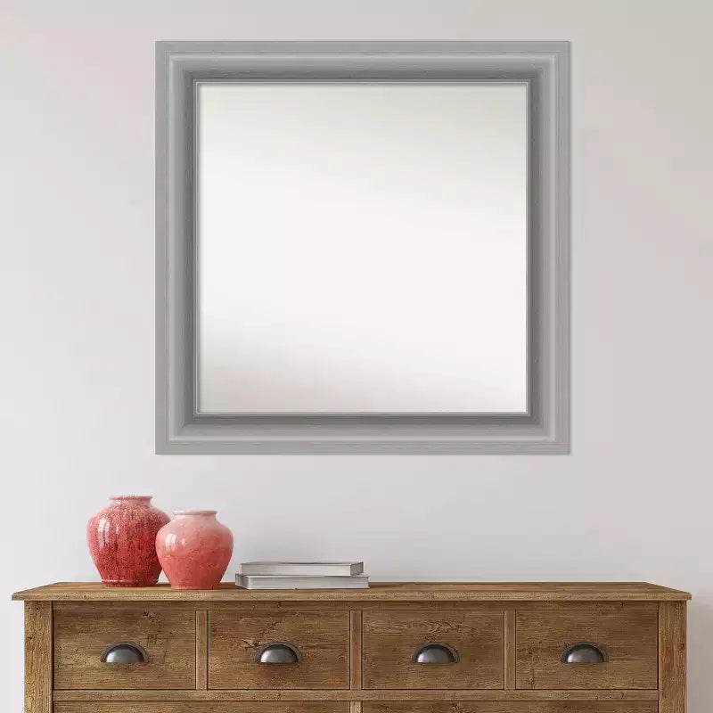 Specchio da parete gufo marrone in legno 34" x 28", rettangolare moderno, include hardware per il montaggio