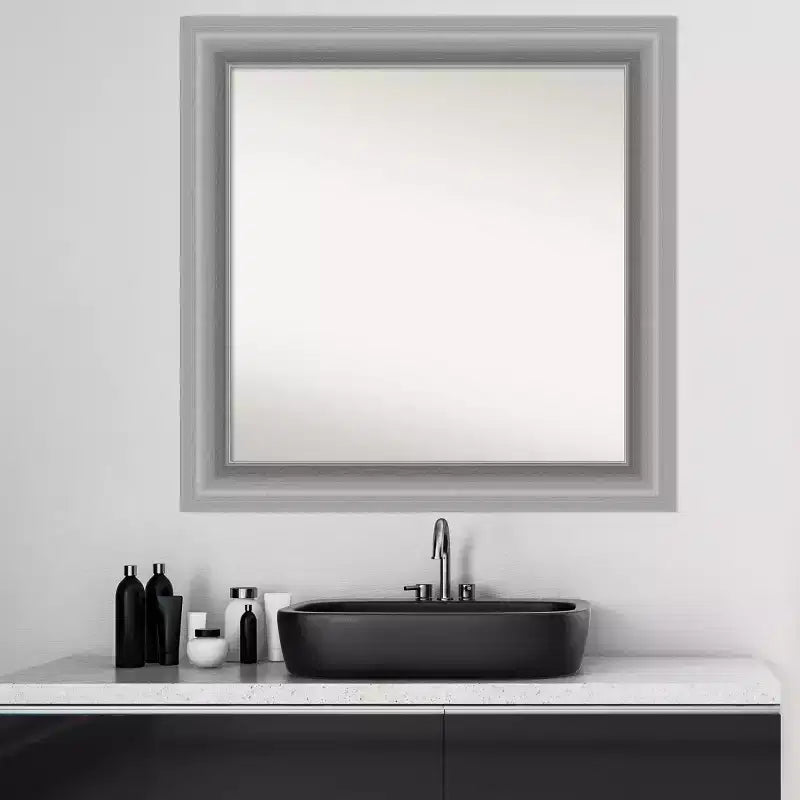 Specchio da parete gufo marrone in legno 34" x 28", rettangolare moderno, include hardware per il montaggio