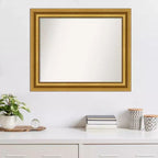 Specchio da parete Parlor dorato 34" x 28", stile moderno, cornice in polistirene