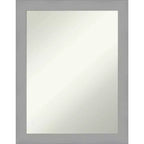 22" x 28" Non-Beveled Brushed Nickel Wall Mirror - Amanti Art: Modern Rectangle, Includes Mounting Hardware
