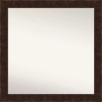 30" x 30" Non-Beveled William Mottled Bronze Narrow Bathroom Wall Mirror - Amanti Art: Modern Square Design, Polystyrene Frame