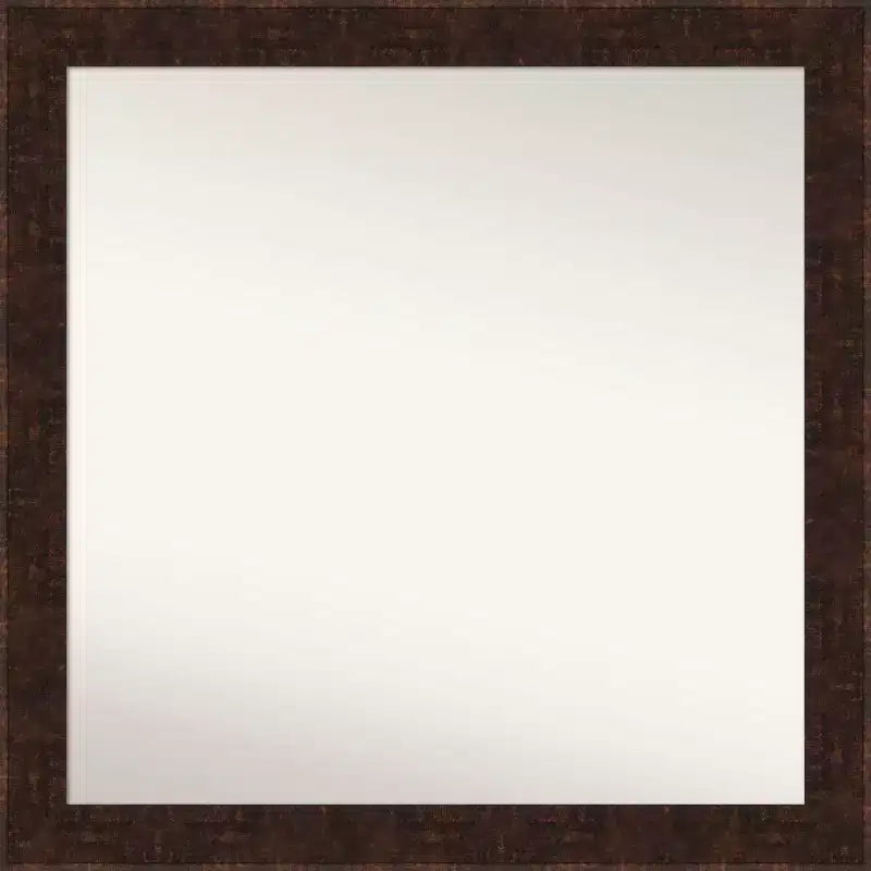 30" x 30" Non-Beveled William Mottled Bronze Narrow Bathroom Wall Mirror - Amanti Art: Modern Square Design, Polystyrene Frame