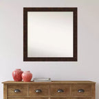 Specchio da parete William Mottled Bronze stretto per bagno, 76x76 cm, design quadrato moderno