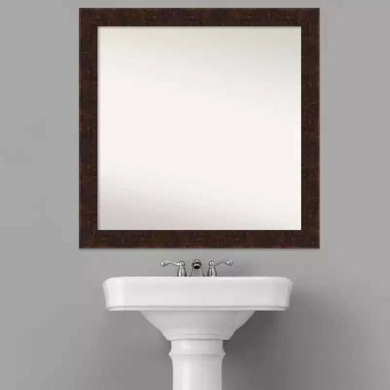 Specchio da parete William Mottled Bronze stretto per bagno, 76x76 cm, design quadrato moderno