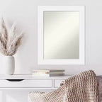 Specchio da Parete Rettangolare Moderno Corvino Bianco Legno 23" x 29", Include Accessori per il Montaggio