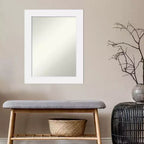 Specchio da Parete Rettangolare Moderno Corvino Bianco Legno 23" x 29", Include Accessori per il Montaggio