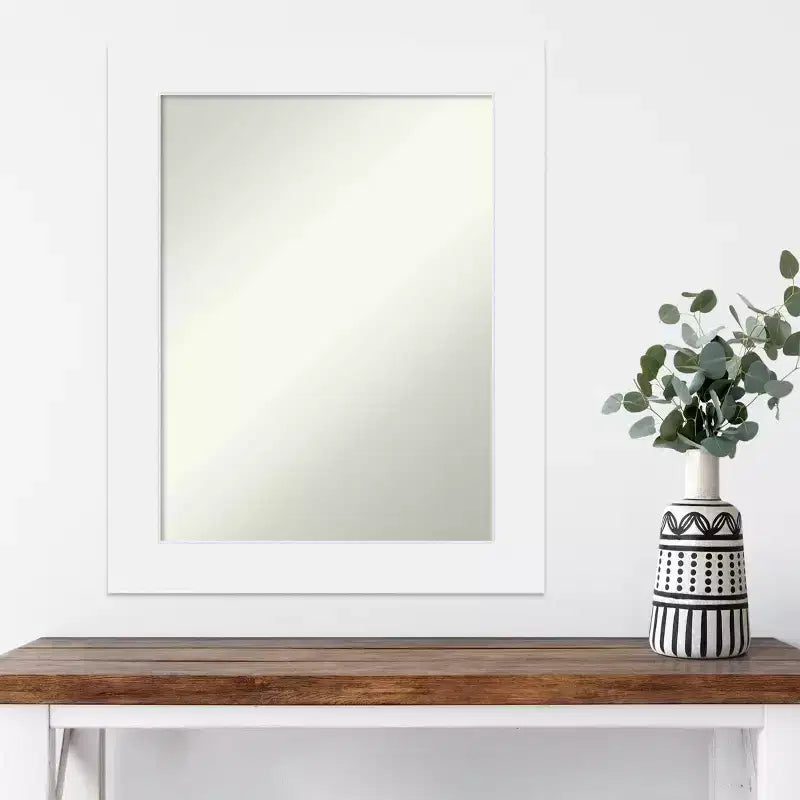 Specchio da Parete Rettangolare Moderno Corvino Bianco Legno 23" x 29", Include Accessori per il Montaggio