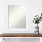 Specchio da Parete Rettangolare Moderno Corvino Bianco Legno 23" x 29", Include Accessori per il Montaggio