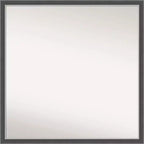 28" x 28" Non-Beveled Eva Black Silver Thin Wall Mirror - Amanti Art: Modern Square Polystyrene Frame, Wall Mounted