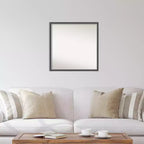 Specchio da parete sottile Eva nero argento 28" x 28", quadrato moderno, a parete