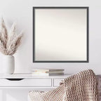 Specchio da parete sottile Eva nero argento 28" x 28", quadrato moderno, a parete