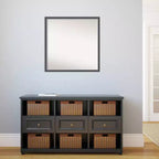 Specchio da parete sottile Eva nero argento 28" x 28", quadrato moderno, a parete