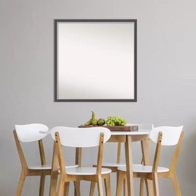 Specchio da parete sottile Eva nero argento 28" x 28", quadrato moderno, a parete