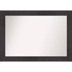 42" x 30" Non-Beveled Rustic Plank Espresso Wall Mirror - Amanti Art