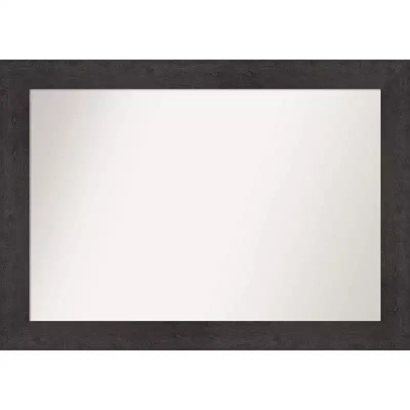 42" x 30" Non-Beveled Rustic Plank Espresso Wall Mirror - Amanti Art