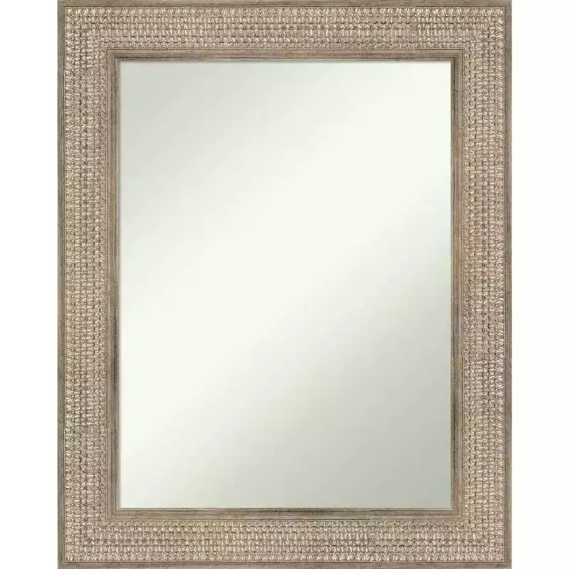24" x 30" Non-Beveled Trellis Silver Wood Wall Mirror - Amanti Art