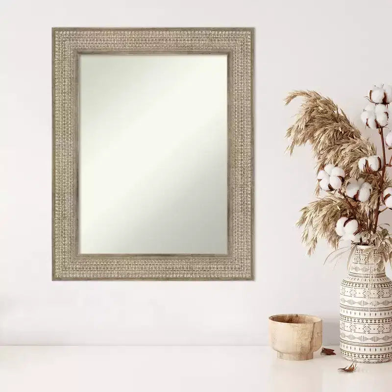 Specchio da parete in legno argentato Traforo non smussato 24" x 30" - Amanti Art