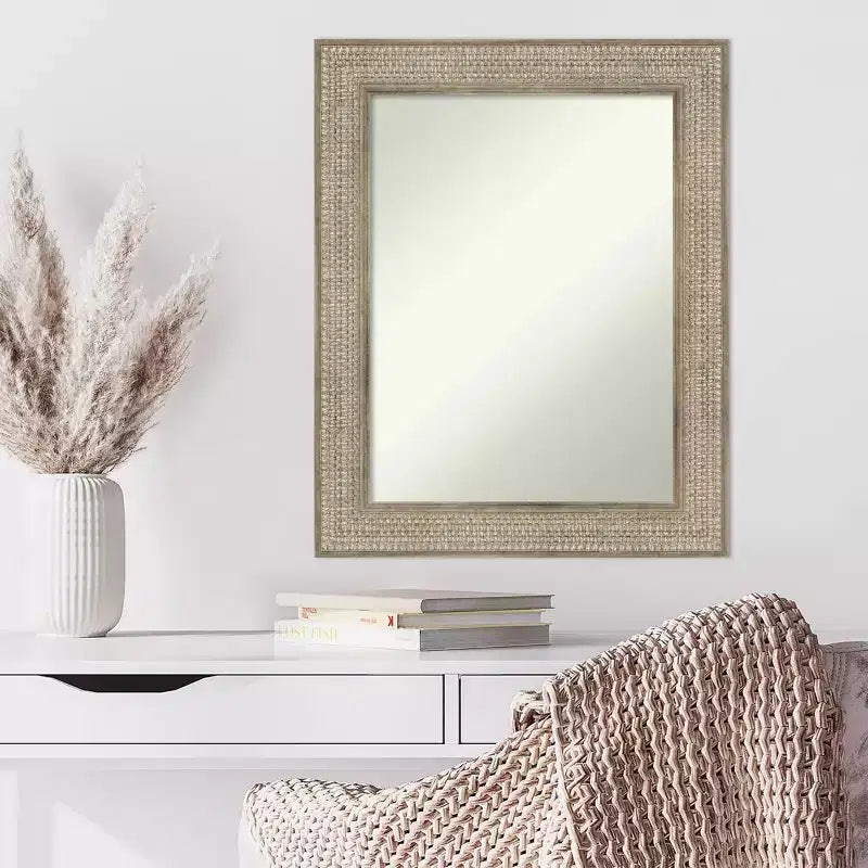 Specchio da parete in legno argentato Traforo non smussato 24" x 30" - Amanti Art