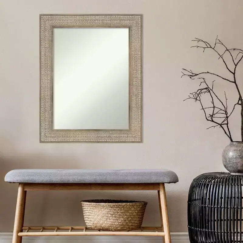 Specchio da parete in legno argentato Traforo non smussato 24" x 30" - Amanti Art