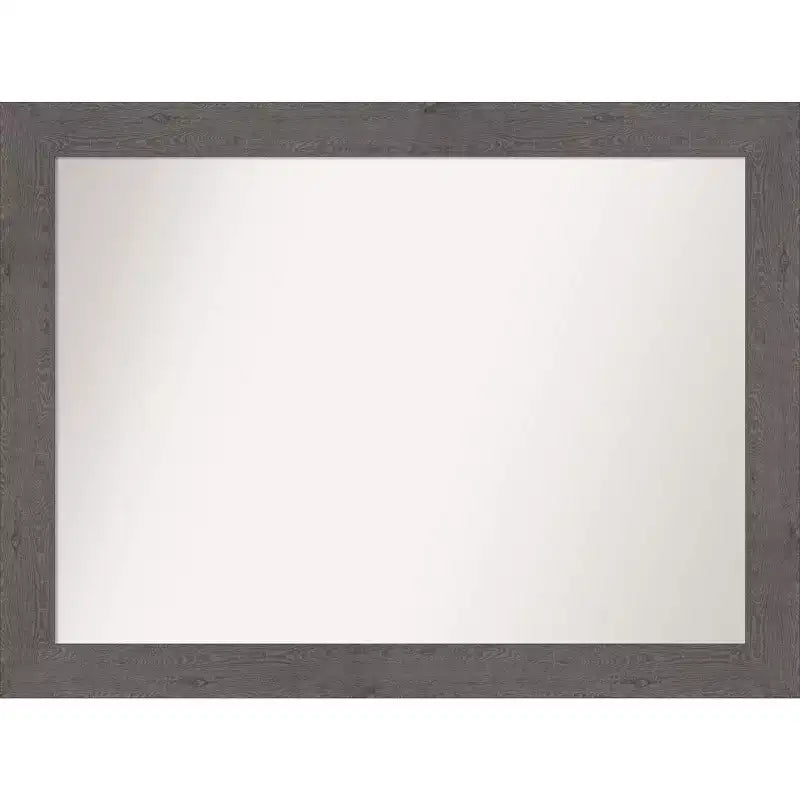 44" x 33" Non-Beveled Rustic Plank Gray Bathroom Wall Mirror - Amanti Art: Polystyrene Frame, Wall Mounted
