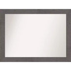 44" x 33" Non-Beveled Rustic Plank Gray Bathroom Wall Mirror - Amanti Art: Polystyrene Frame, Wall Mounted