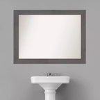 Specchio da parete per bagno rustico a doghe grigie, non smussato, 44" x 33" - Amanti Art: Cornice in polistirene, montaggio a parete