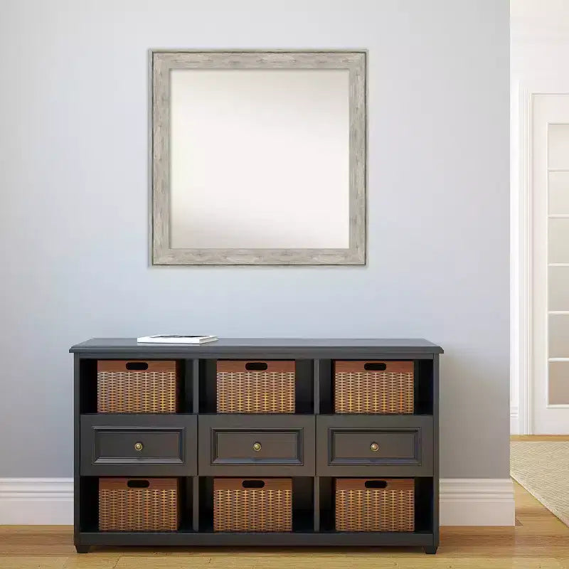 Specchio da parete quadrato da 31" x 31" con cornice craquelé, nessun montaggio richiesto