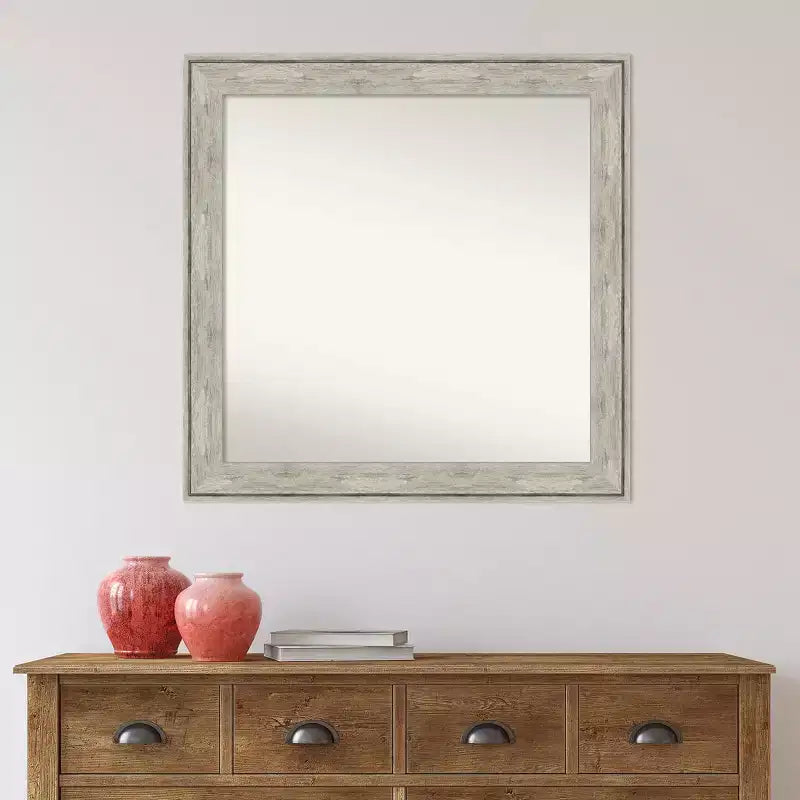Specchio da parete quadrato da 31" x 31" con cornice craquelé, nessun montaggio richiesto