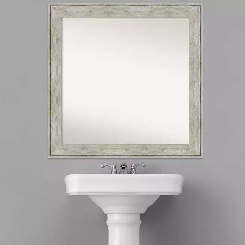 Specchio da parete quadrato da 31" x 31" con cornice craquelé, nessun montaggio richiesto
