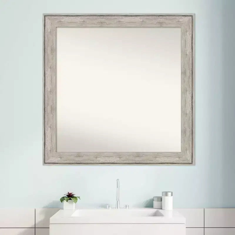 Specchio da parete quadrato da 31" x 31" con cornice craquelé, nessun montaggio richiesto