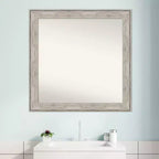 Specchio da parete quadrato da 31" x 31" con cornice craquelé, nessun montaggio richiesto
