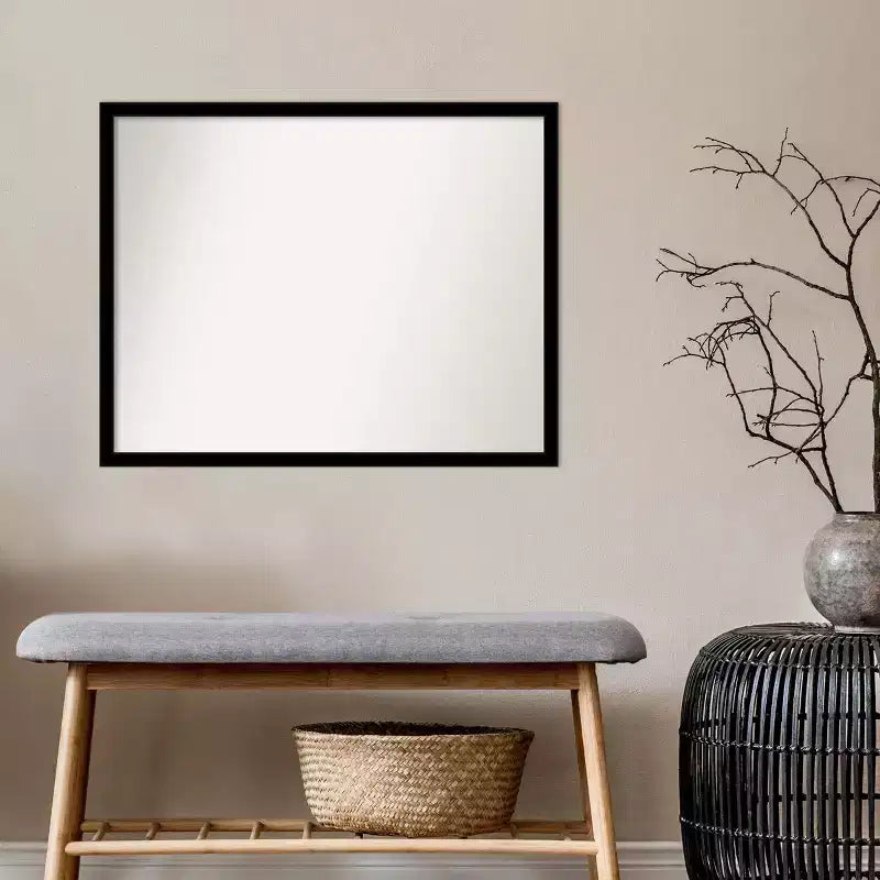 Specchio da parete per bagno nero lucido 30" x 24", rettangolare moderno, a muro