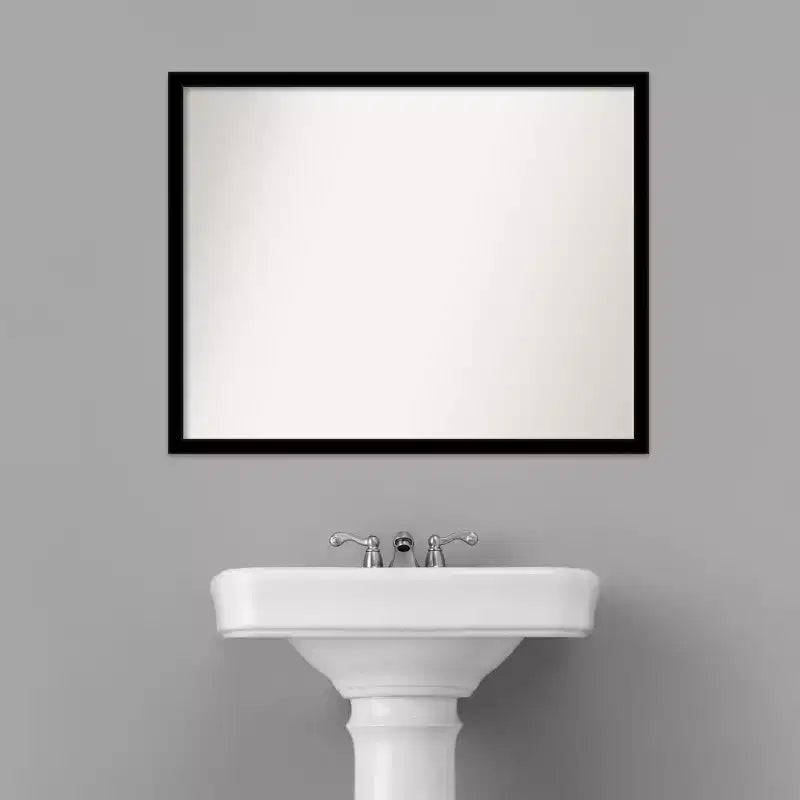 Specchio da parete per bagno nero lucido 30" x 24", rettangolare moderno, a muro