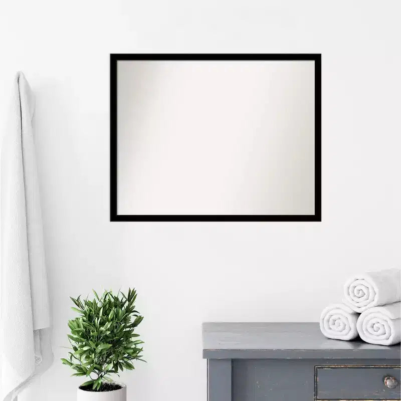 Specchio da parete per bagno nero lucido 30" x 24", rettangolare moderno, a muro